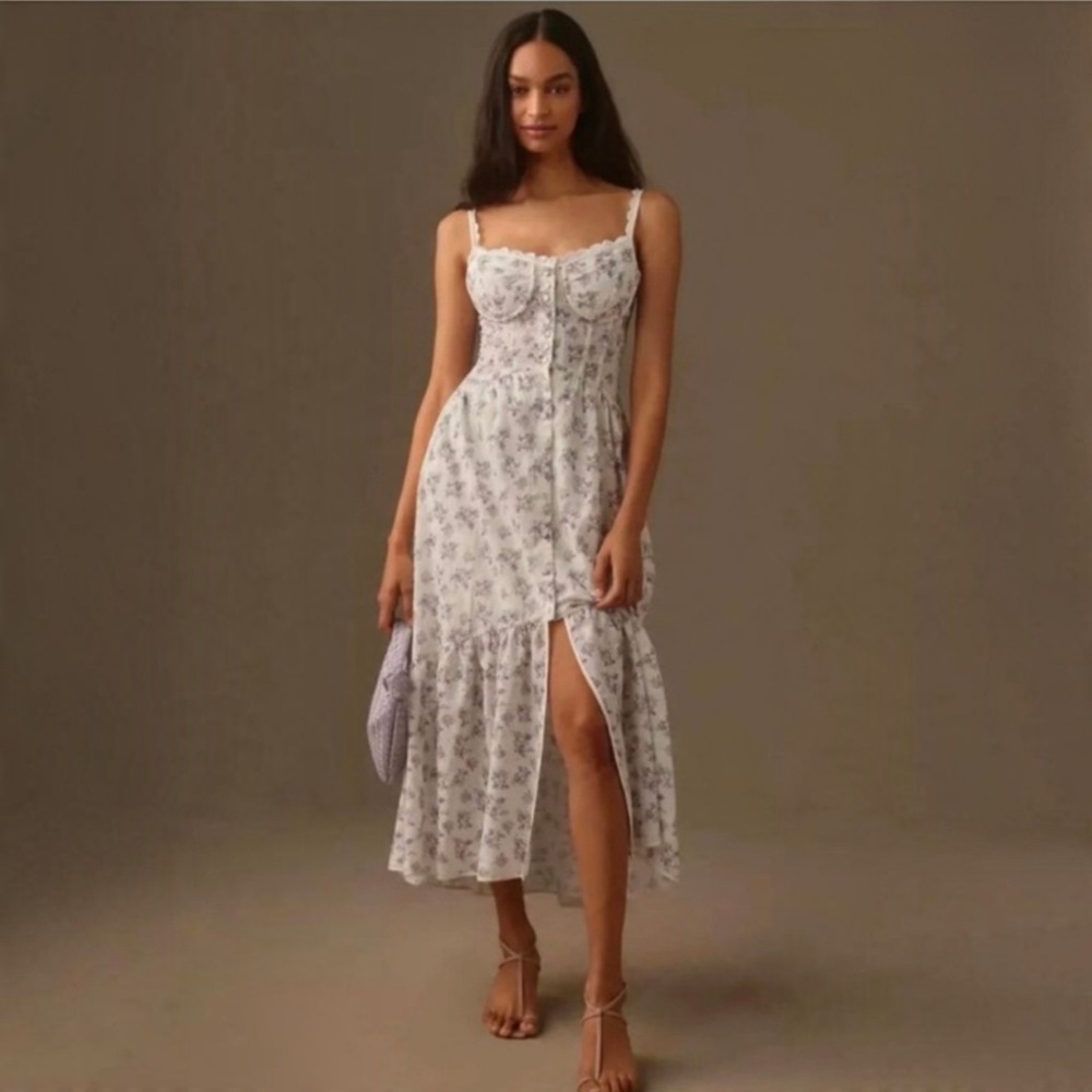 ASTR The Label Yamila Floral Midi Dress S Cottagecore Corset Bustier NWT